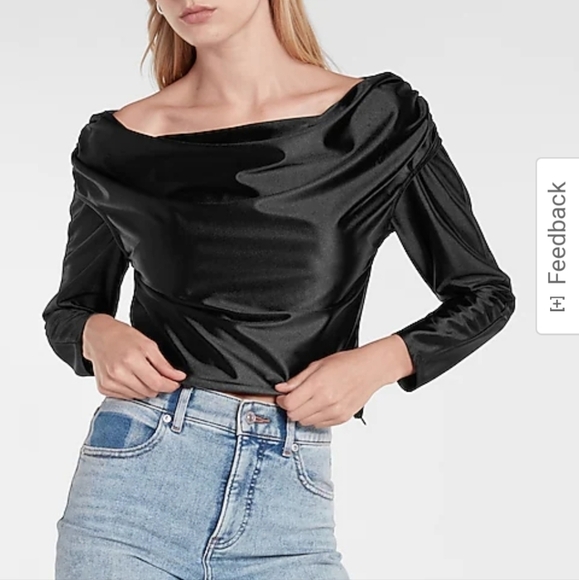 Express Satin Draped Shoulder Top size medium - Picture 1 of 14